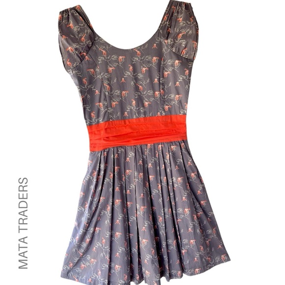MATA TRADERS COTTON FIT & FLARE GIRAFFE PRINT CAP SLEEVE DRESS LINED | XS - Picture 1 of 10
